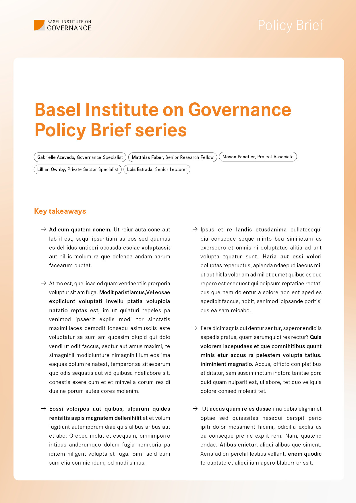 Basel Institute Policy Brief series cover