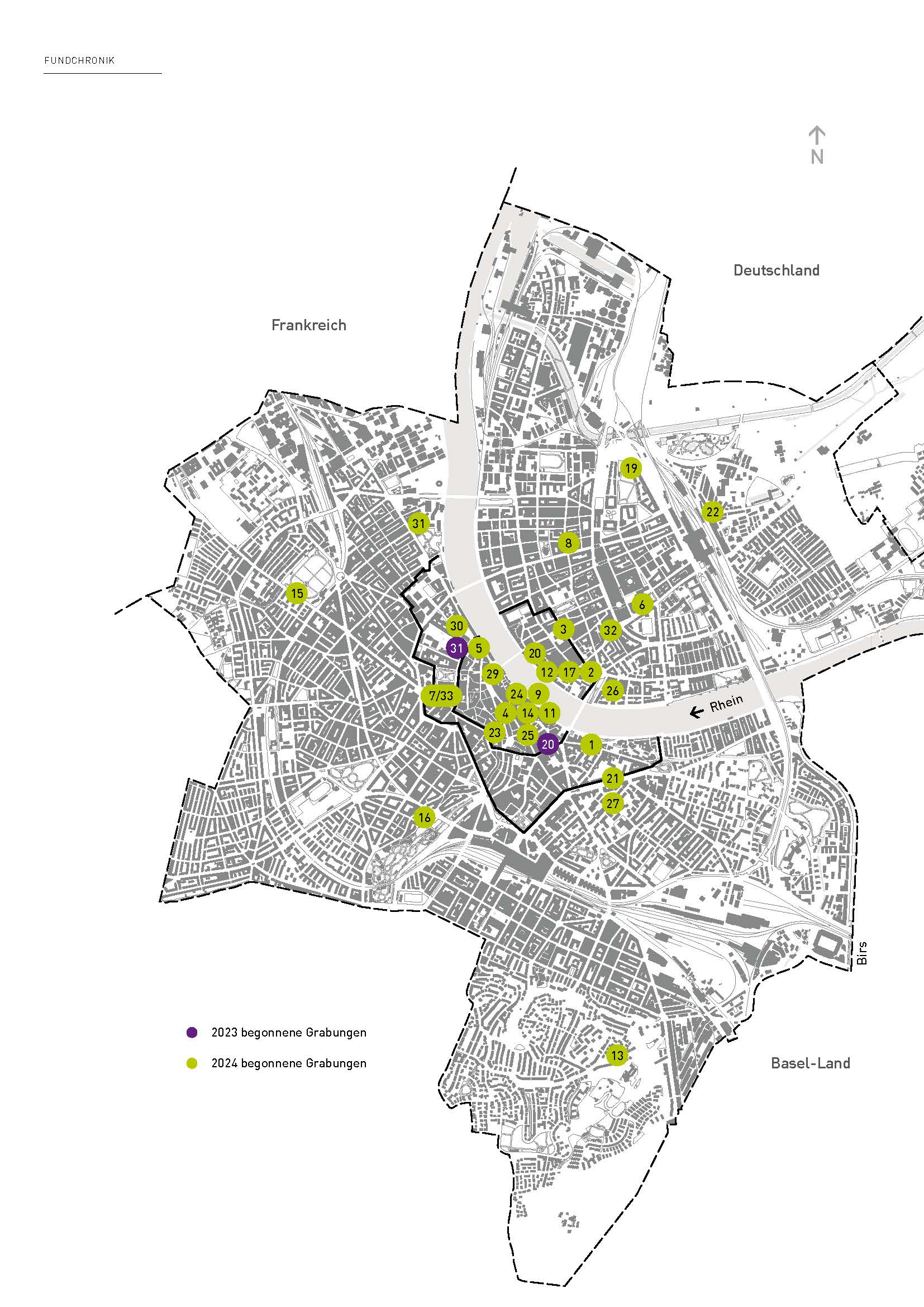 Kantonskarte mit eingetragenen Fundstellen aus dem Jahr 2024