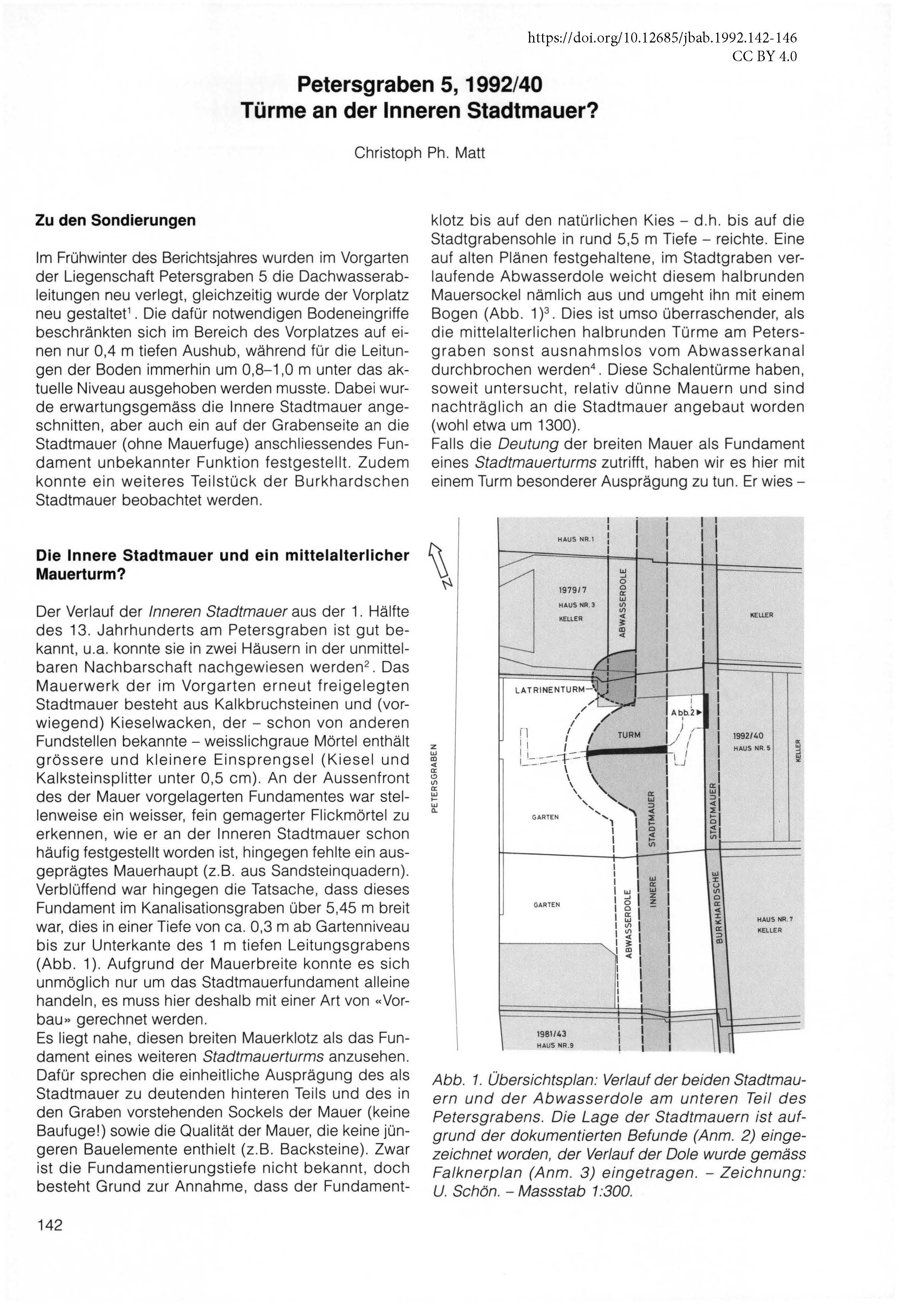 Erste Seite des Artikels über die Untersuchungen am Petersgraben 5