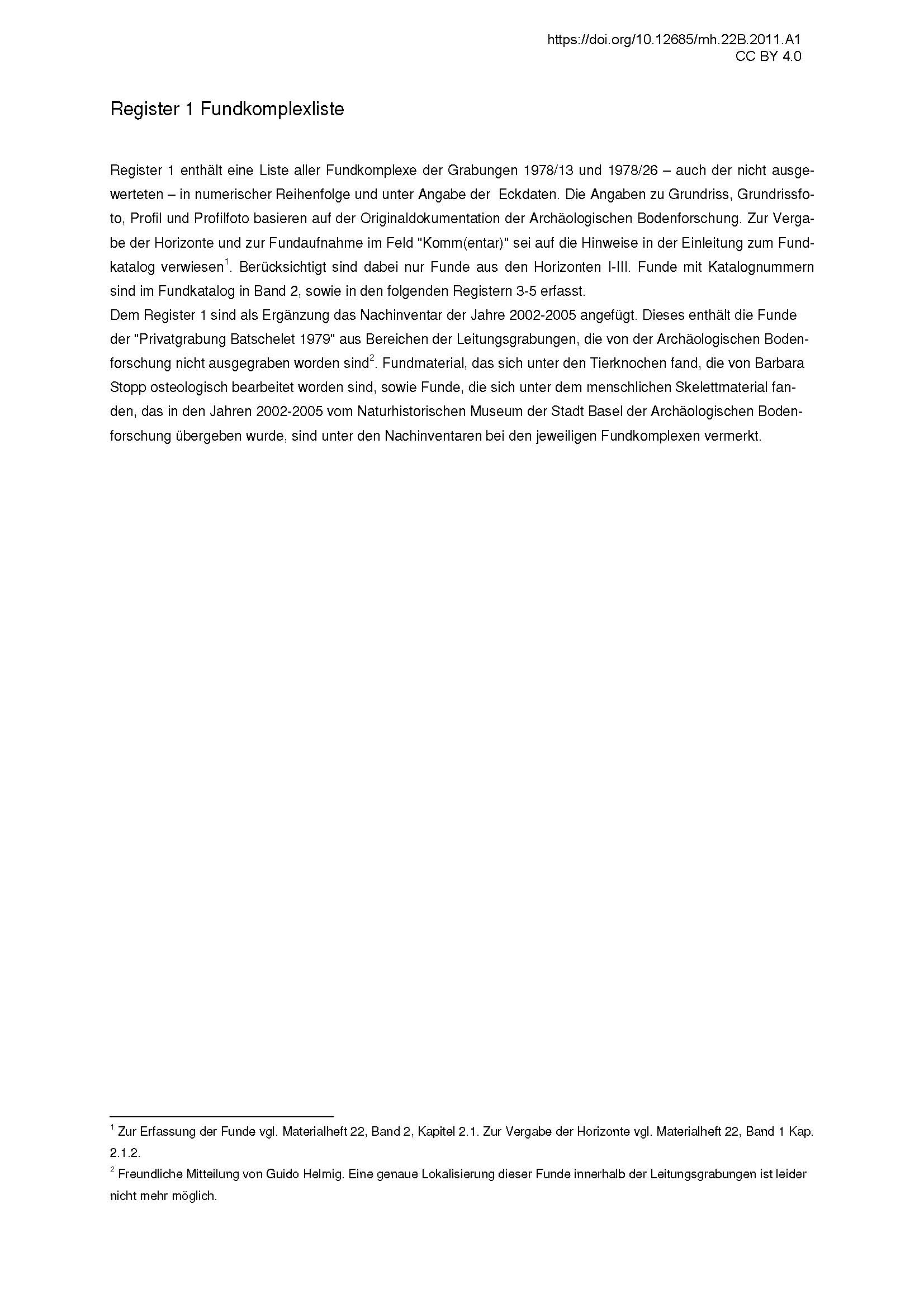 Erste Seite des Registers